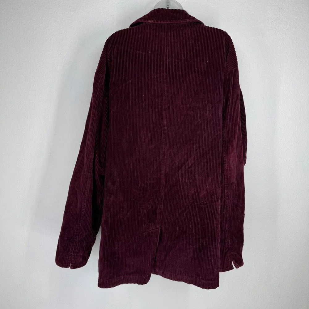 Eddie Bauer Women Vintage Corduroy Chore Jacket Button Coat Size XXL Tall Purple